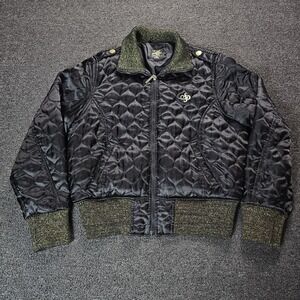 Vintage Y2K SouthPole Puffer Jacket Womens Size 2XL Nylon Black Gold Hiphop